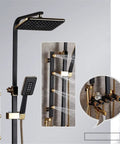 Golden White Shower Faucet In Wall Mixer System Rainfall Brass Body Massage Set Swive Spout(Black) with shower head and hand sprayer.