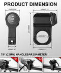 Product dimensions of Two-Lead LED Light Wiring Harness With ON-OFF-ON Handlebar Switch for 22mm bikes and ATVs, installation views