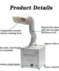 Heavy Duty Welding Fume Extractor With Killer Suction And Three Layer Filtration For Clean Air During Soldering Jobs Low Noise Design With Adjustable 360 Degree Tube To Grab All The Smoke Fast, showing adjustable silicone hood.