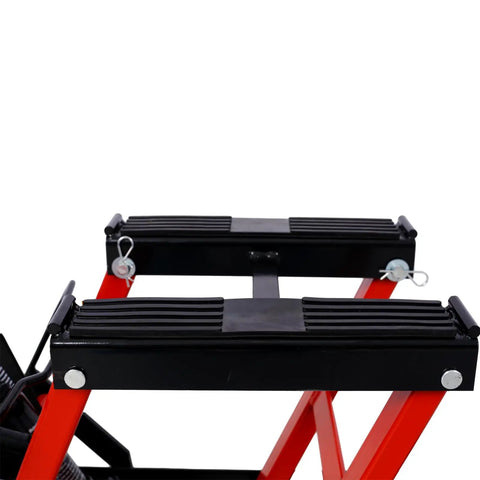 No Sweat Heavy Duty Hydraulic Motorcycle Lift Jack 1500 Lb Capacity Rock Solid Scissor Stand Foot Pedal Smooth Glide Roller For Bikes Atvs And Cruisers Non Slip Base