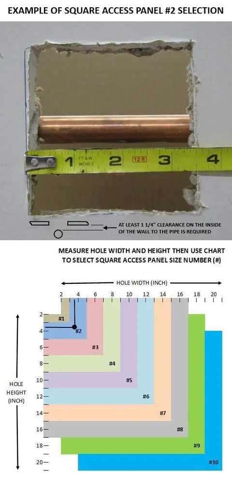 Example of Square Access Panel #2 selection showing measurement guide for Standard Square Access Panel For Wall And Ceiling.