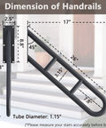 Two Pack 26 Inch U Shaped Stair Handrails With Extra Crossbars, Wall Mounted Grab Bars For Indoor Outdoor Stairs, Black Matte.