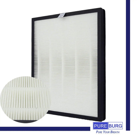 Replacement Filter Set For Alexapure Breeze Air Purifier AP B102 Two Pack H13 HEPA And Activated Carbon Filters showing filter detail.