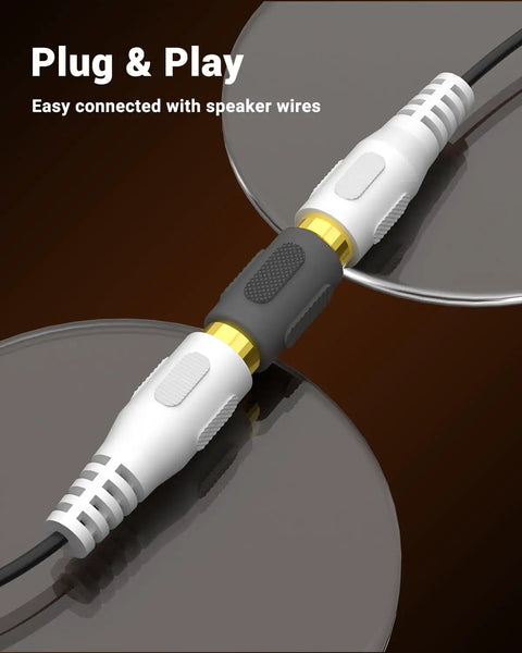 Straight Fire Gold Plated Rca Female To Female Coupler Extender for audio links, connector showcasing gold plating, 0.43 inch by 1.24 inch.