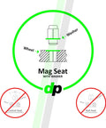 Diagram showing mag seat with washer for Jaguar 20 Chrome Mag Seat Lug Nut Set Fits S Type X Type F Type XF XJ XK R Mag Shank.
