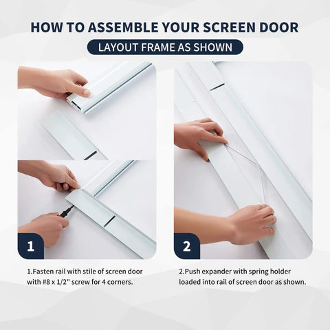 Sliding Screen Door Kit With Galvanized Steel And Aluminum Frame White 30x80 Height Adjustable Rust Proof And Mosquito Proof No Sweat Assembly For Patio Backyard And Bedroom