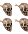 Skull Knob Set Four Pieces Zinc Alloy Heavy Duty Cabinet Pull Handles With Screws Bronze Finish For Dresser Wardrobe Kitchen Cupboards And Cabinets Hardware Size 3 cm By 3.5 cm And 1.18 By 1.37 Inches