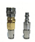 Solid 3 Meter Compressor Air Hose With Quick Connect Fittings For High Pressure Pneumatic Rigs No Fuss Push Twist Setup and Badass Quick Swaps On Any Job Site. Close-up of brass and stainless steel quick connect fittings.