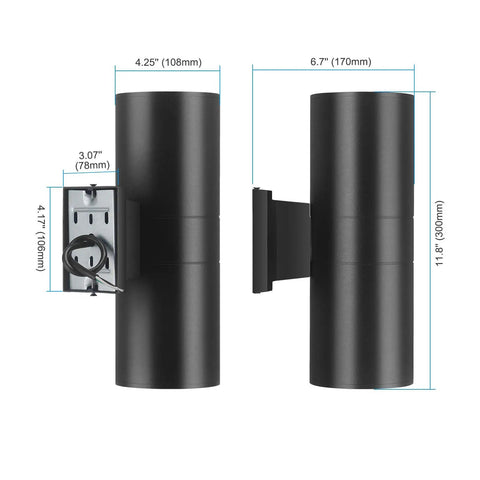 Up And Down Outdoor Wall Sconce 72W 7200LM RGBW LED Light With 24 Color Options, Dimmable Color Changing Porch Lighting, RF Remote Control, Perfect For Garage Front Door Patio Terrace Hallway Post Pool Area Theater