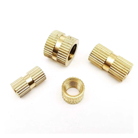 Knurled Threaded Inserts In Solid Brass M1.6 Through M5 for 3D Printer Builds, Hot Melt Thread Insertion and Injection Molding, 10 or 25 Piece Pack