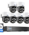 4K PoE PTZ Security Camera System with Auto Human Tracking, 6 Outdoor and Indoor 5MP Cameras and NVR Recorder display