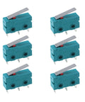 6 Pack KW4-3Z-3 Micro Limit Switches With Hinge Lever Actuators, 1 Normal Open 1 Normal Closed, 125V And 250V AC, 5A, 3 Terminal, CNC Mills
