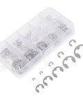 Workhorse Stainless Steel External Retaining Rings Open Circlip Set Box Assorted Sizes For Mechanical Projects Durable Wear Resistant Fastener Hardware Easy Install Ideal For Automotive And Machinery Applications in clear storage box