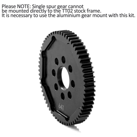 Rc Car Metal Spur Gear 64T For Tamiya TT02 High Speed Gear Set TAM54500 Replacement Part Black Hardened Steel Gear