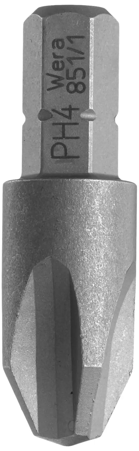 Sheet Metal Phillips PH 4 Bit With 32mm Blade For One Quarter Inch Hex Shank And Direct Drive Tools, front view