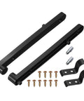 Heavy Duty Flip Up Drawer Slides 185 Millimeter with Full Hardware Kit Side Mounted Hidden Glide Rails in Matte Black, screws included.