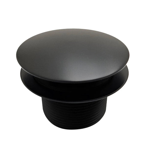 Dope Matte Black Tip Toe Bathtub Drain Stopper With Mushroom Overflow Faceplate One Half Inch Coarse Thread For Hella Smooth Step Control And Tight Fit Badass Zinc Hardware 50 Pack, top view of drain stopper.