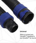 Close-up of BT-30 Length Adjusting Breathing Vinyl Tube For PAPR With Quick Release Swivel, Universal Connection feature.