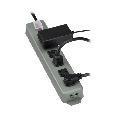 Heavy Duty Power Strip With 6 Right Angle Outlets In All Metal Housing Mountable On Wall Or Under Desk 15 Foot Extension Cord On Off Switch Cover Ideal For Industrial Garage Use UL24RA15