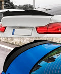 Totally Rad Carbon Fiber Look Rear Trunk Spoiler Wing For 2014 To 2020 BMW 4 Series F36 Gran Coupe DN Style installed on two cars.