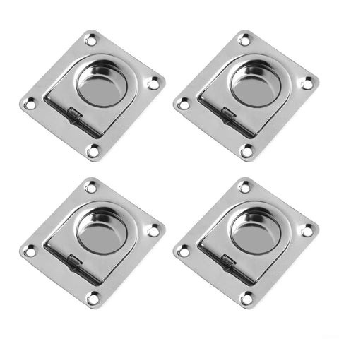 Heavy Duty Stainless Steel Flush Mount D Rings Anchors Recessed Tie Downs For Boat Cargo, Trailers And Truck Flatbeds set of four