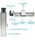 Enclosed Double Linear Rail Guide Stage for X Y Z Axis With Dust Cover and Nema23 57mm Stepper Motor 500mm SFU1610 Built For Rugged Heavy Duty Industrial Motion, showing components like motor bracket and aluminum profile.