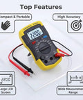 Pro Grade Digital Capacitance Meter And Tester 0.1pF To 20000uF Range Ultra Portable High Accuracy Low Power Big LCD Screen DIY Friendly Electronics Capacitance Checker, yellow plastic handheld