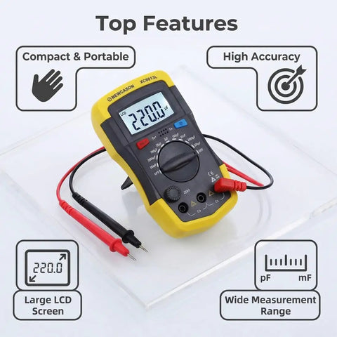 Pro Grade Digital Capacitance Meter And Tester 0.1pF To 20000uF Range Ultra Portable High Accuracy Low Power Big LCD Screen DIY Friendly Electronics Capacitance Checker, yellow plastic handheld