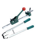 Heavy-Duty Manual PP Strapping Machine With 5-Plate Cast Steel Sealing Jaw And Tensioner, green hand tool for secure banding.