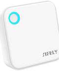 Smooth Sailing Dual Band WiFi Gateway For Smart Door Locks Featuring Instant App Sync And Alexa Hook Up Effortlessly Control Multiple Locks From Anywhere Reliable Smart Home Essential Gear, compact white device with blue indicator light.