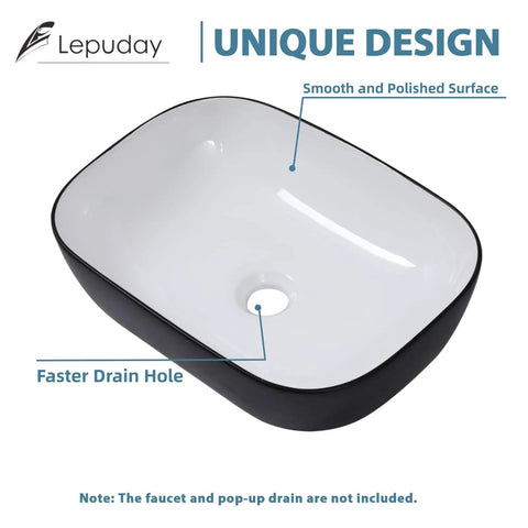 Round Vessel Sink 16x16 Inches For Bathroom Above-Counter Ceramic Basin, Dope Modern Black Or White Vessel Sink, polished surface view