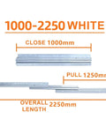 Full Extension Drawer Slides For 3 Section Staircase Hidden Base Cabinet Track System Heavy Duty Rails 1000-2250 White
