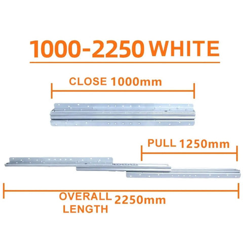 Full Extension Drawer Slides For 3 Section Staircase Hidden Base Cabinet Track System Heavy Duty Rails 1000-2250 White