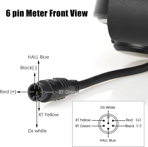 TF100 LCD Ebike Thumb Throttle Controller 6 Pin 5 Pin 2 In 1 With Waterproof Display front view wiring diagram