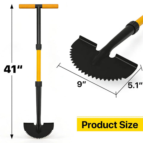 Edger Lawn Tool With 41 Inch T Handle For Sidewalk Edging And Yard Trimming, Metal Saw Tooth Garden Edger For Grass with Size Details