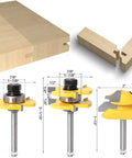Lock Miter Router Bits And Tongue And Groove Set With One Quarter Inch Shank, Pro Grade Three Teeth T-Shape Cutter, woodworking tools