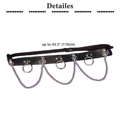 Premium Punk Belt With Chain For Women Adjustable Leather Body Chain Gothic Accessory featuring polished alloy rings and fade resistant strap.
