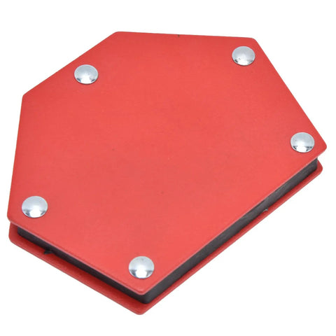 Heavy Duty Magnetic Welding Stand Tool With Powerful 22kg Grip For Precise Part Fixing And Secure Projects Using Durable Alloy Steel Design, top view of red hexagonal tool.