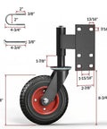 8 Inch Spring Loaded Gate Caster Wheel Heavy Duty Pipe Gate Roller with Measurements for Outdoor Slider on Wood and Metal Fences