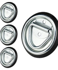 Heavy Duty D Ring Tie Down Anchors Four Inch Flush Surface Mount Hardware Four Pack For Trailers Trucks And Pickup Campers Hella Tough With Two Thousand Lbs Breaking Strength Secure Your Rig Solid Now showing four flush surface mounts.