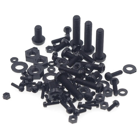 Metric M2 M2.5 M3 M4 M5 Nylon Phillips Pan Head Screws Nuts And Washers Assortment Kit Black 510 Piece Set for DIYers