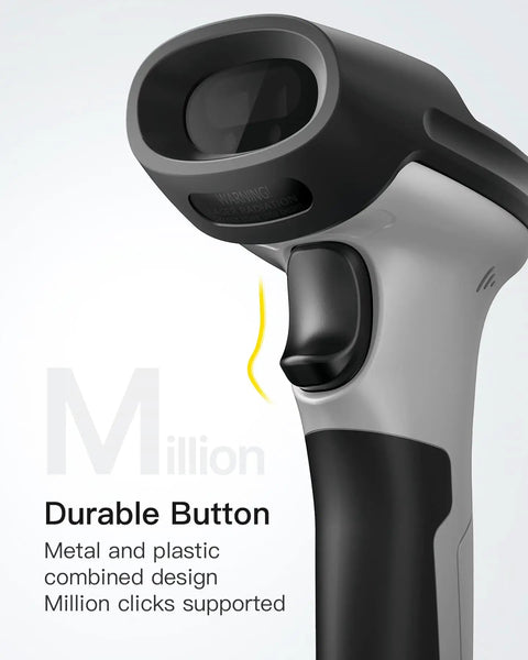 Bluetooth Barcode Scanner With Long Battery Life, 1 Charge Powers 180 Days Standby And 115 Foot Range, durable button design