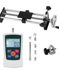 Pro Grade All In One 500N Digital Force Gauge And Manual Test Stand Kit With Push Pull Load Gauge Four Unit Readouts N Lb Kg Oz 250mm Stroke Test Clamp For Tension Tests In Lab School Industry, with stand and accessories