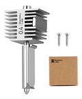 A1 Mini Stainless Steel Hotend Kit with 0.4mm hardened steel nozzle, all metal extruder hotend, shown with package and screws.