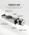 Integrated T8 Screw Linear Actuator Kit With NEMA23 Mounts C Beam Style Sliding Frame Compact All In One Unit For Small 3D Printers CNC Routers And Precise Linear Positioning Projects, labeled stepper motor and lead screw