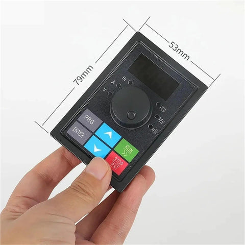 Powerful 1.5 To 7.5 kW 380V VFD Frequency Converter Inverter For 3 Phase Motors Speed Control With 50 To 400 Hz Range, Industrial Grade Variable Frequency Drive For Smooth Start And Precise Motion compact black control keypad with display and buttons, 79x53mm