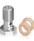 M10x1.0 Banjo Bolt Kit With Copper Washers For Brake Line Fittings Stainless Steel DIY Car Maintenance Pro Grade 20mm Bottom