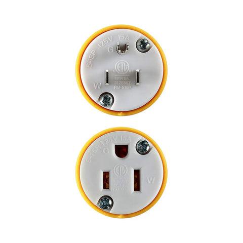 Extension Cord Ends Set For Household Appliances 15 Amp 125 Volt Heavy Duty Replacement Plug And Connector Kit With Grounding Type ETL Listed