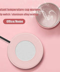 Smart Coffee Mug Warmer And Versatile Candle Warmer Pad For Desk keeps your daily brews piping hot, pink aluminum alloy heating pad with cup.