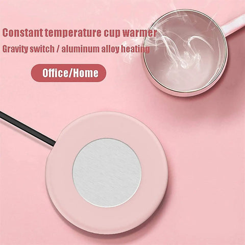 Smart Coffee Mug Warmer And Versatile Candle Warmer Pad For Desk keeps your daily brews piping hot, pink aluminum alloy heating pad with cup.